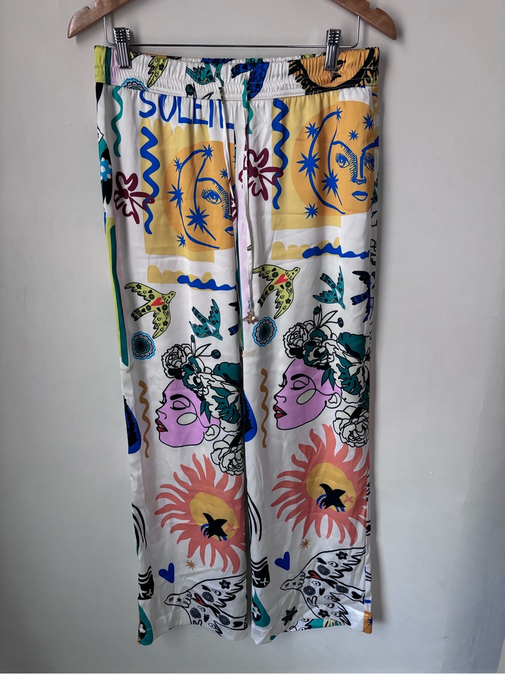 Joie Multi-Color Wide Leg Printed Satin Pants